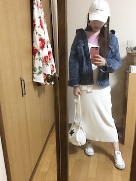 「MERCURYDUO（マーキュリーデュオ）のアイテム（アクセサリー）」を使った、Yoshie Fujiuさん（レディース・155cm）の春コーディネート