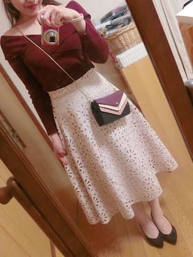 「MERCURYDUO（マーキュリーデュオ）のアイテム（パンプス）」を使った、Yoshie Fujiuさん（レディース・155cm）の秋コーディネート