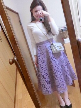 「MERCURYDUO（マーキュリーデュオ）のアイテム（パンプス）」を使った、Yoshie Fujiuさん（レディース・155cm）の冬コーディネート