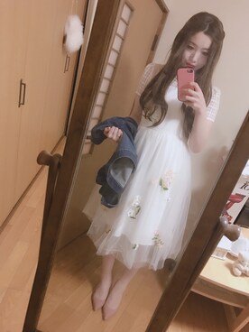 「MERCURYDUO（マーキュリーデュオ）のアイテム（デニムジャケット）」を使った、Yoshie Fujiuさん（レディース・155cm）の春コーディネート