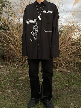「HELMUT LANG（ヘルムートラング）のアイテム（トップス）」を使った、贯太さん（メンズ・175cm）の冬コーディネート