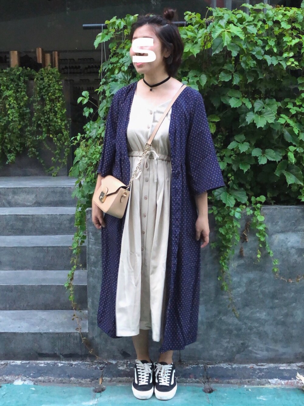 「休日スタイル、summer、ootd、VANS、LONGCHAMP、lovfee、Right-on」｜「Right-onのアイテム（ワンピース/ドレス、ブルー系）」を使った、Luke&Stopnessさん（レディース・161cm）の夏コーディネートの1枚目の写真
