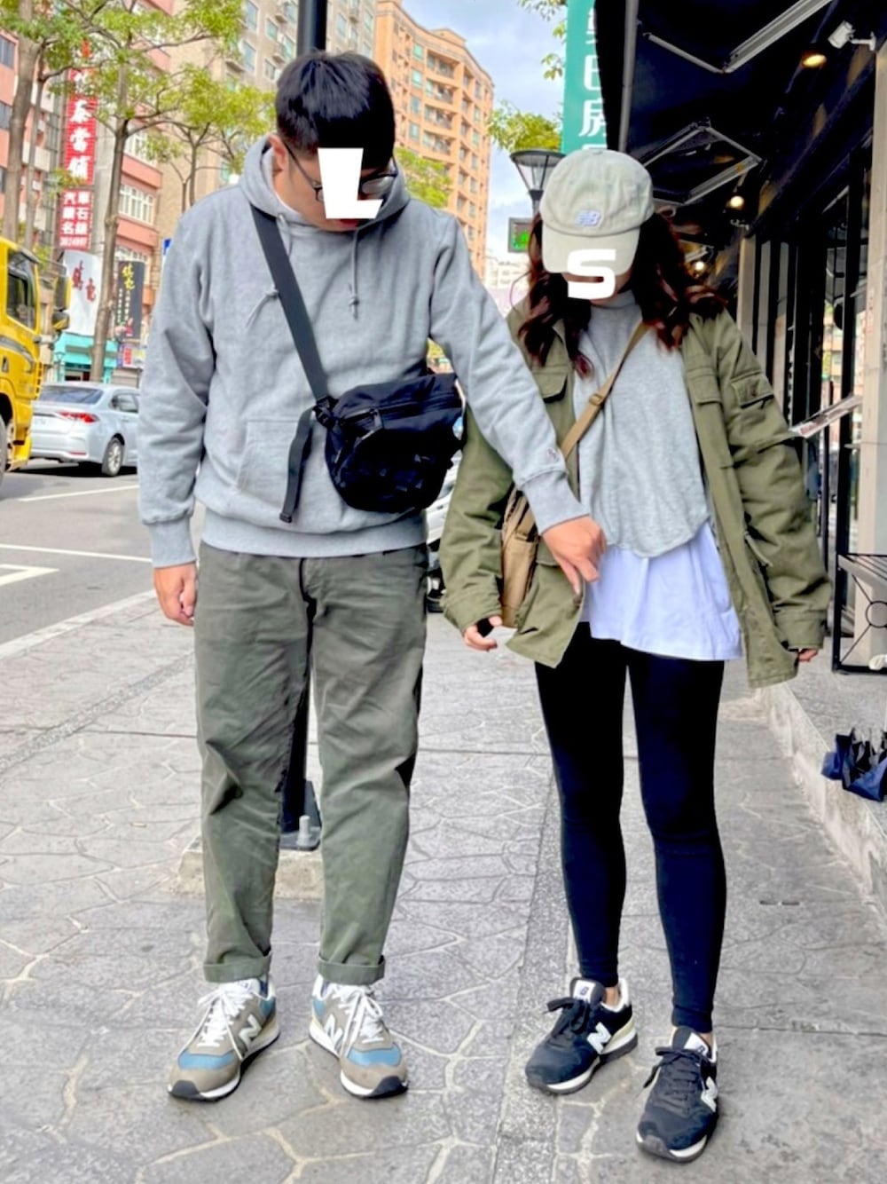 「ml574gyc、ootd、街頭穿搭、球鞋、New Balance、carhartt」｜「UNIQLOのアイテム（チノパンツ、グリーン系）」を使った、Luke&Stopnessさん（メンズ・180cm）の冬コーディネートの1枚目の写真