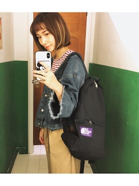 「ザノースフェイス」｜「アイテム（デニムジャケット）」を使った、𓇬ℍ𝕒𝕟𝕒𓇬さん（レディース・169cm）の春コーディネート