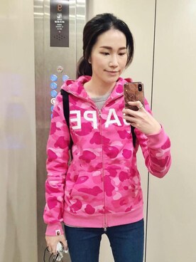 「A BATHING APE（アベイシングエイプ）のアイテム（ジャケット/アウター）」を使った、𓇬ℍ𝕒𝕟𝕒𓇬さん（レディース・170cm）の冬コーディネート