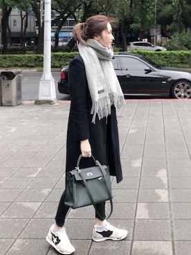 「HERMES」｜「アイテム（チェスターコート）」を使った、𓇬ℍ𝕒𝕟𝕒𓇬さん（レディース・170cm）の冬コーディネート