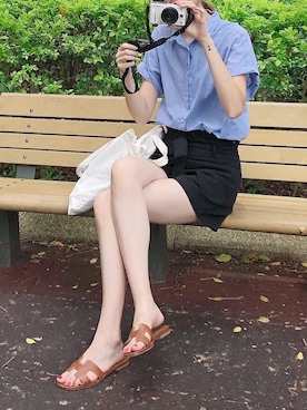 「HERMES（エルメス）のアイテム（シューズ）」を使った、𓇬ℍ𝕒𝕟𝕒𓇬さん（レディース・170cm）の夏コーディネート