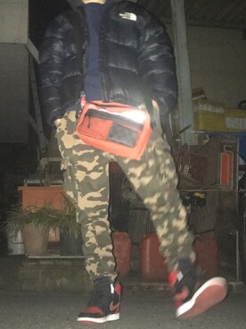 「THE NORTH FACE（ザノースフェイス）のTHE NORTH FACE NUPTSE JACKET（ダウンジャケット/コート、ブラック系）」を使った、増渕駿介さん（メンズ・163cm）の冬コーディネート