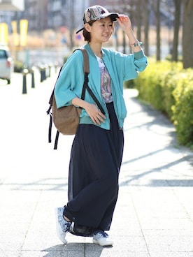 「チチカカ」｜「アイテム（ブルゾン）」を使った、ZAKIさん（レディース・156cm）の春コーディネート