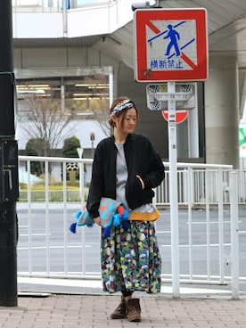 「チチカカ」｜「アイテム（ブルゾン）」を使った、ZAKIさん（レディース・156cm）の春コーディネート