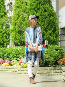 「デニムレギンス」｜「アイテム（帽子）」を使った、ZAKIさん（レディース・156cm）の春コーディネート