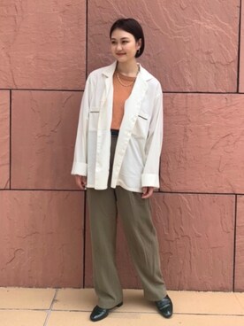 「JOINT WORKS（ジョイントワークス）のアイテム（シャツ/ブラウス）」を使った、mizukiさん（レディース・155cm）の春コーディネート