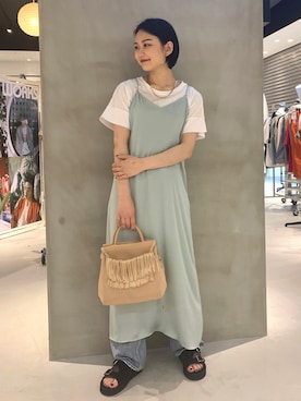 「JOINT WORKS（ジョイントワークス）のアイテム（ワンピース/ドレス）」を使った、mizukiさん（レディース・155cm）の春コーディネート