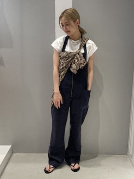 「JOINT WORKS（ジョイントワークス）のアイテム（オールインワン・サロペット）」を使った、mizukiさん（レディース・155cm）の春コーディネート
