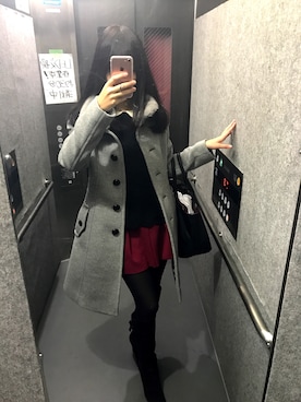 「POOL SIDE（プールサイド）のアイテム（ブーツ）」を使った、Mitsueleenoさん（レディース・164cm）の冬コーディネート
