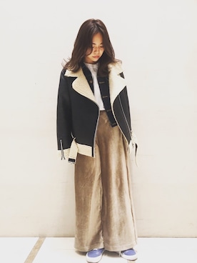 「Stussy Women（ステューシーウィメン）のアイテム」を使った、seekaさん（レディース・154cm）の冬コーディネート