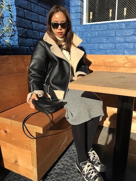 「Stussy Women（ステューシーウィメン）のアイテム」を使った、seekaさん（レディース・154cm）の冬コーディネート