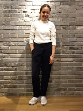 「メチャカリ」｜「アイテム（Tシャツ/カットソー）」を使った、seekaさん（レディース・154cm）の秋コーディネート