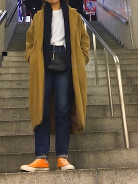「メチャカリ」｜「アイテム（ジャケット/アウター）」を使った、seekaさん（レディース・154cm）の冬コーディネート