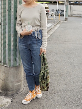 「FRAMeWORK（フレームワーク）のアイテム（トップス）」を使った、seekaさん（レディース・154cm）の春コーディネート