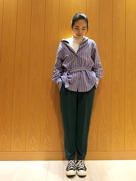 「koe（コエ）のアイテム（トップス）」を使った、seekaさん（レディース・154cm）の春コーディネート