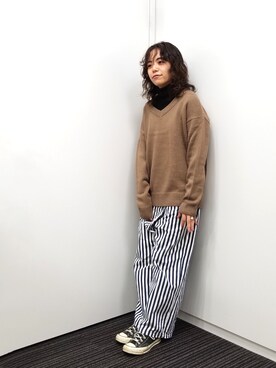 「メチャカリ」｜「アイテム（パンツ）」を使った、seekaさん（レディース・154cm）の冬コーディネート