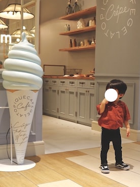 「devirock（デビロック）のオープンカラーシャツ（シャツ/ブラウス）」を使った、s o u さん（キッズ・80cm）の夏コーディネート