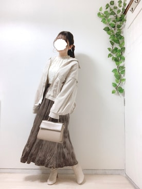 「ベロアスカート」｜「アイテム（その他アウター）」を使った、manamin❁¨̮さん（レディース・152cm）の秋コーディネート