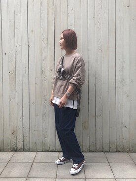 「Samansa Mos2 blue（サマンサモスモスブルー）のアイテム（スニーカー）」を使った、miyaさん（レディース・158cm）の秋コーディネート