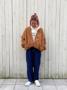 「Samansa Mos2 blue（サマンサモスモスブルー）のアイテム（その他アウター）」を使った、miyaさん（レディース・158cm）の秋コーディネート
