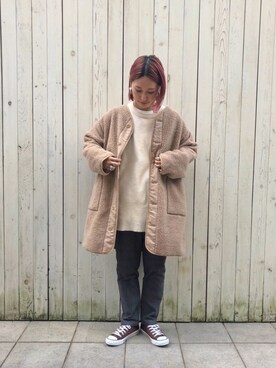 「Samansa Mos2 blue（サマンサモスモスブルー）のアイテム（スニーカー）」を使った、miyaさん（レディース・158cm）の秋コーディネート