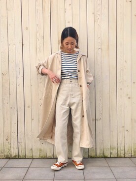 「Samansa Mos2 blue（サマンサモスモスブルー）のアイテム（ステンカラーコート）」を使った、miyaさん（レディース・158cm）の春コーディネート