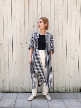 「Samansa Mos2 blue」｜「アイテム（シャツワンピース）」を使った、miyaさん（レディース・158cm）の春コーディネート