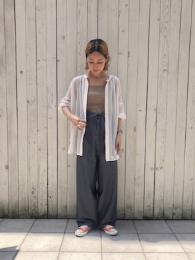 「Samansa Mos2 blue（サマンサモスモスブルー）のアイテム（オールインワン・サロペット）」を使った、miyaさん（レディース・158cm）の春コーディネート