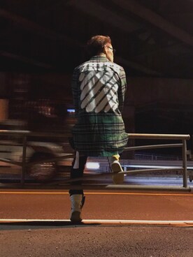 「Rick Owens（リックオウエンス）のRick Owens Panelled Leather High-Top Sneakers（スニーカー、ブラック系）」を使った、Ｔ.Ｔさん（メンズ・172cm）の冬コーディネート