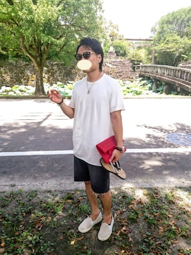 「ストリート系」｜「アイテム（スリッポン）」を使った、green milkさん（メンズ・168cm）の夏コーディネート