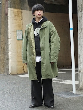 「オーバーコート」｜「アイテム（モッズコート）」を使った、ふじふみさん（メンズ・180cm）の冬コーディネート