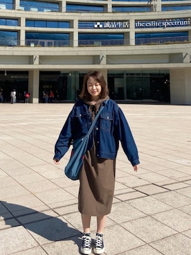 「AS KNOW AS plus（アズノゥアズプラス）のアイテム（デニムジャケット）」を使った、R🐰さん（レディース・160cm）の冬コーディネート