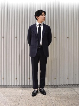 「ビジネス」｜「アイテム（スリッポン）」を使った、牛澤　佑介さん（メンズ・174cm）の夏コーディネート