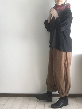 「タータンチェック」｜「アイテム（その他シューズ）」を使った、toccoさん（レディース・160cm）の冬コーディネート