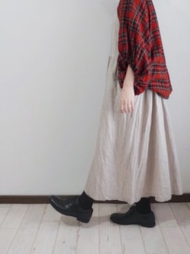 「タータンチェック」｜「アイテム（その他シューズ）」を使った、toccoさん（レディース・160cm）の秋コーディネート