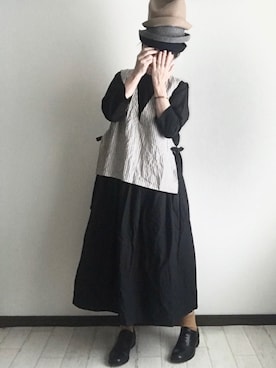 「licotのアイテム（ベスト、ベージュ系）」を使った、toccoさん（レディース・160cm）の夏コーディネート