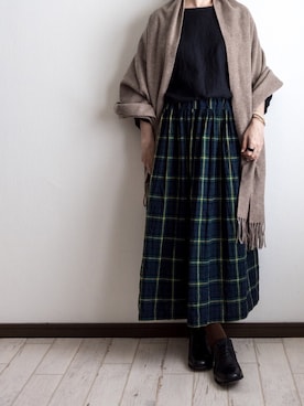 「タータンチェックスカート」｜toccoさん（レディース・160cm）の秋コーディネート