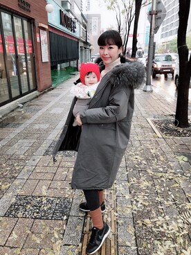 「Miss Dのアイテム（モッズコート、グレー系）」を使った、JETさん（レディース・163cm）の冬コーディネート