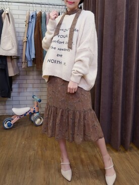 「毛衣」｜「アイテム（ワンピース/ドレス）」を使った、JETさん（レディース・163cm）の冬コーディネート