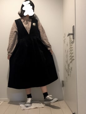 「アイテム（ブローチ/コサージュ、ホワイト系）」を使った、MIHARUさん（レディース・155cm）の秋コーディネート
