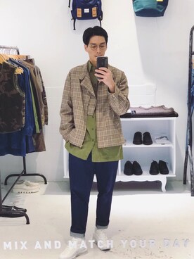 「plain-me（プレインミー）のアイテム（シャツ/ブラウス）」を使った、Jin_wさん（メンズ・170cm）の冬コーディネート