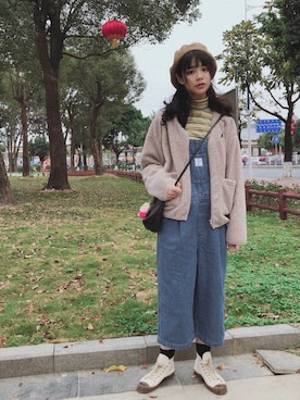「:CHOCOOLATEのアイテム（オールインワン・サロペット）」を使った、PPさん（レディース・162cm）の冬コーディネート