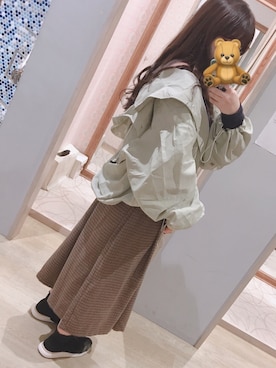 「ナイロンパーカー」｜「アイテム（キャミソール）」を使った、ゆいのんさん（レディース・152cm）の秋コーディネート