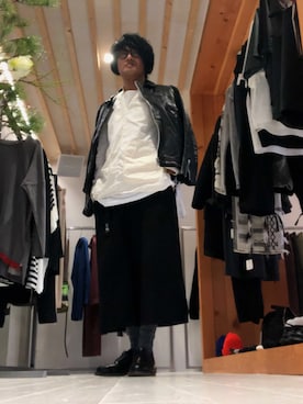 「UNDERCOVER（アンダーカバー）のアイテム（ライダースジャケット）」を使った、yst(不定期)さん（メンズ・172cm）の冬コーディネート